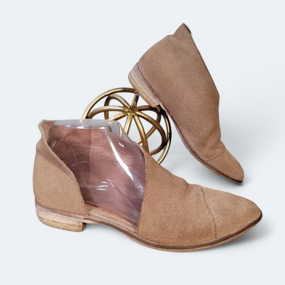 Free People Royale Suede D'orsay Pointed Toe Booties Flats Size 36.5